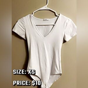 White V-Neck Short Sleeve Bodysuit